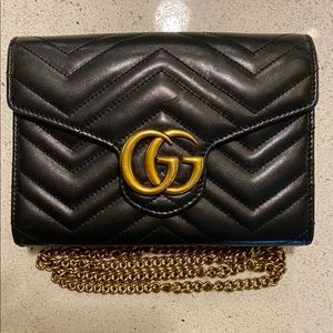 Gucci Marmont Chevron Quilted Leather Flap Purse